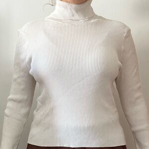 H&M Cream Ribbed Turtleneck Sweater
